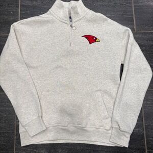 Pullover Sweatshirt‎ Cardinal Logo Quarter Zip Heather Gray Comfy women's size L
